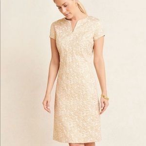 JMcLaughlin Champagne Metallic Palm Leaf Ariana Dress